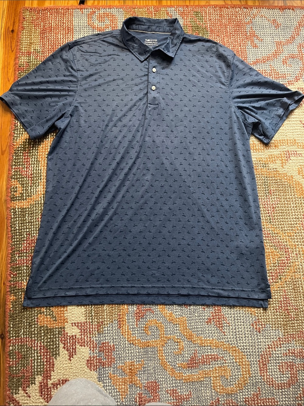 Vineyard Vines Men’s OTG Palmero Performance Polo XL Blue Golf Print